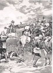 Carlo I alla Battaglia di Naseby, 14 giugno 1645, illustrazione da 